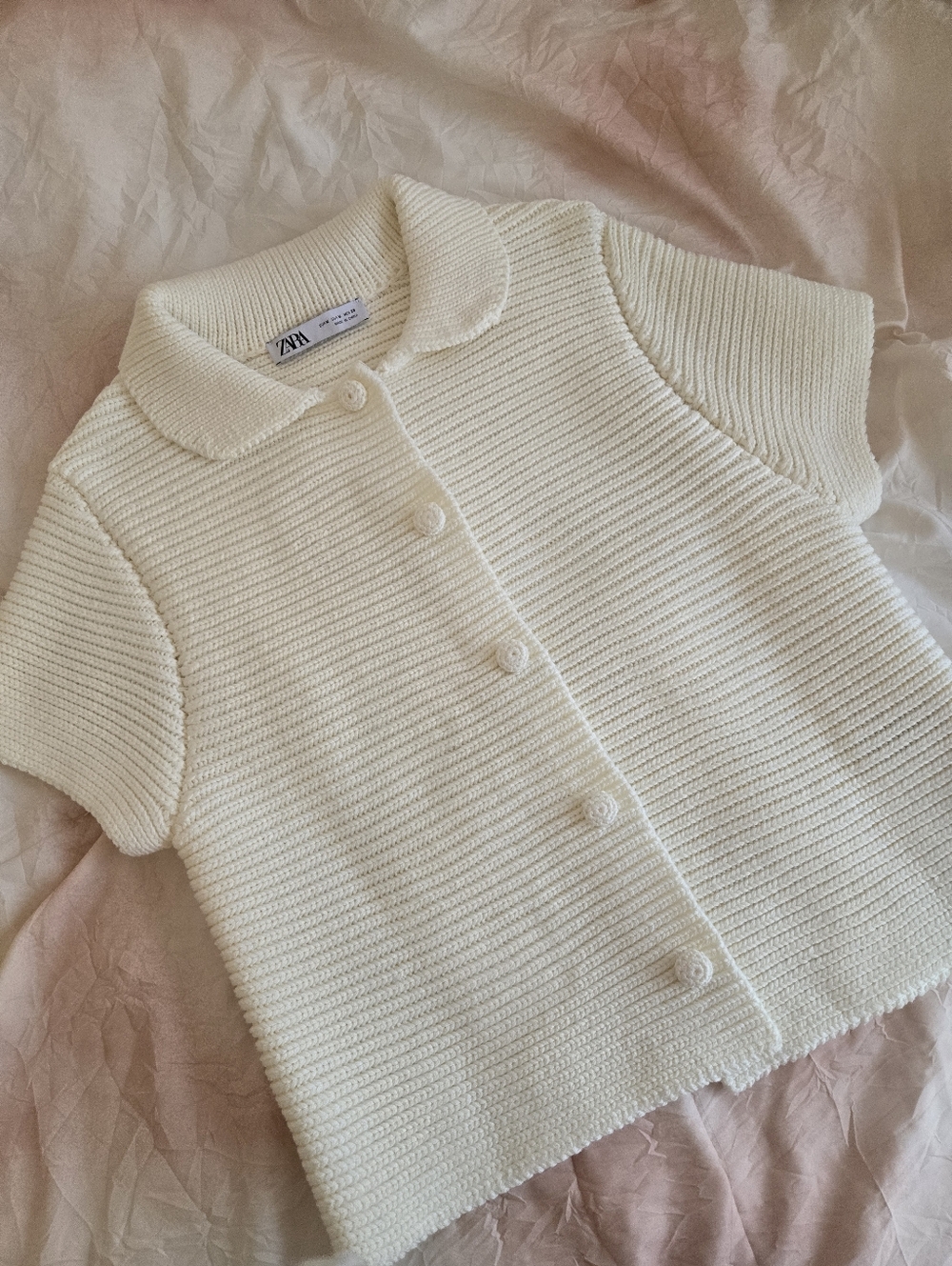 Zara Peter Pan Ecru Button-Up Women's Top Sz M - Picture 6 of 8